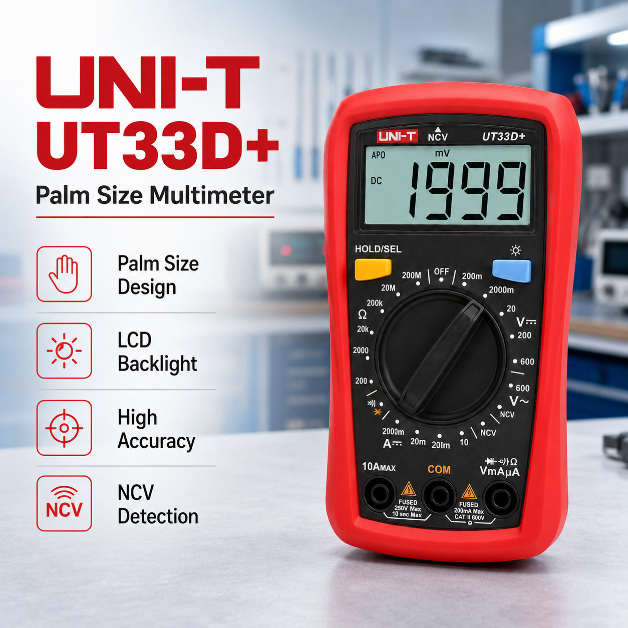 Digital Multimeter with NCV Detection, Backlit LCD, 600V AC/DC Testing and Continuity Buzzer - Image 7