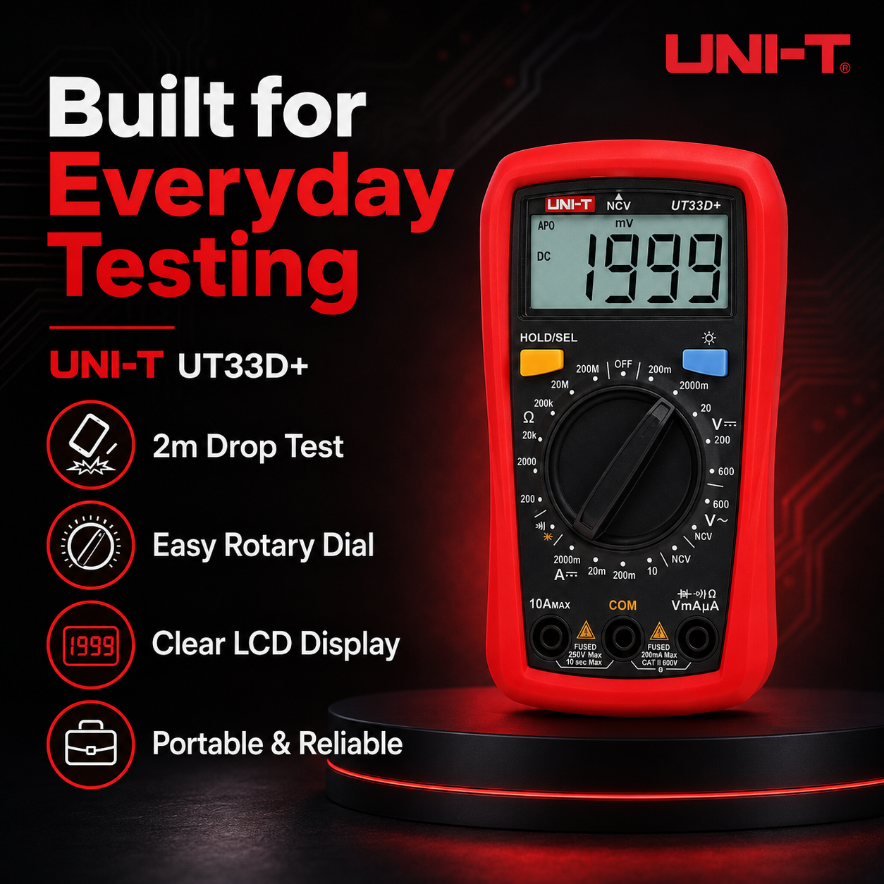 Digital Multimeter with NCV Detection, Backlit LCD, 600V AC/DC Testing and Continuity Buzzer - Image 5