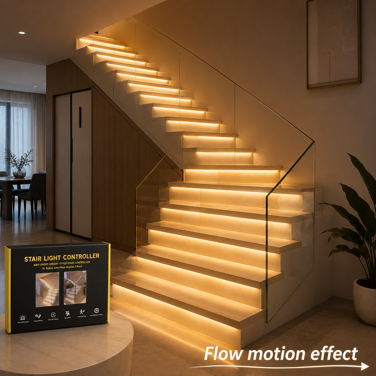 Smart LED Stair Light Controller with Motion Sensor, 4 Flow Lighting Modes and Anti-Short-Circuit Protection - Image 5