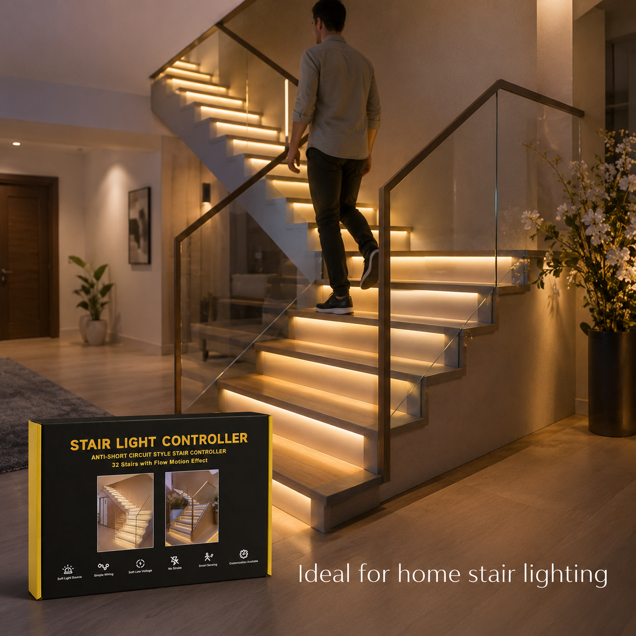 Smart LED Stair Light Controller with Motion Sensor, 4 Flow Lighting Modes and Anti-Short-Circuit Protection - Image 7