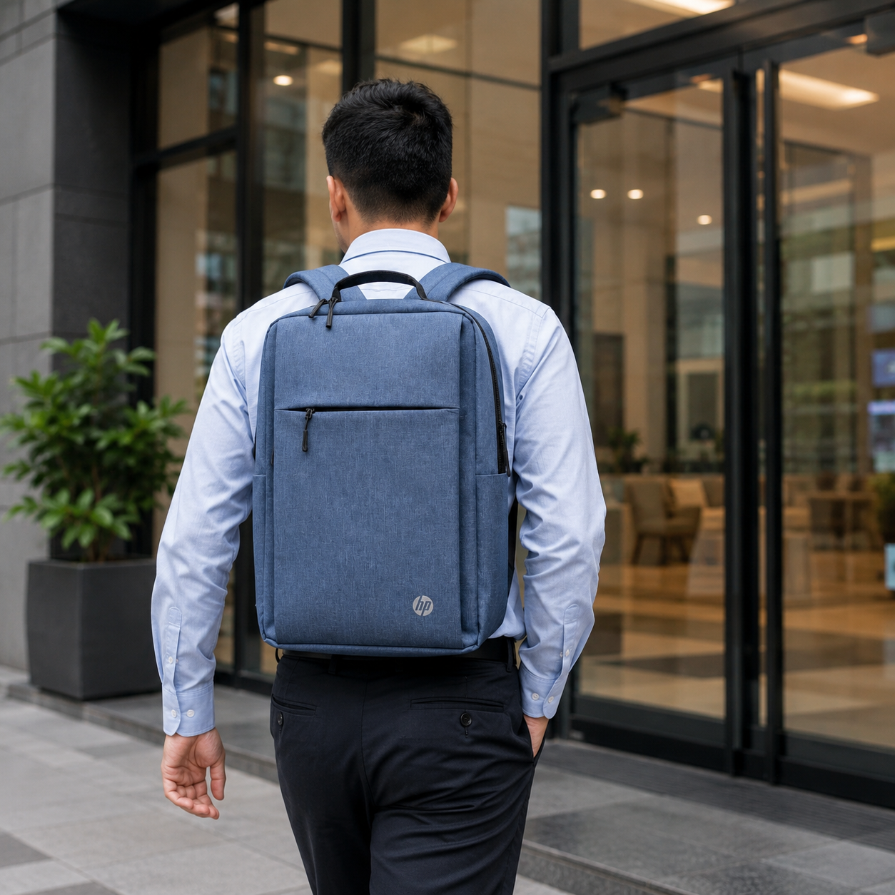 Laptop Backpack with Padded Compartment and Front Zipper Pocket – Grey or Blue - Image 6