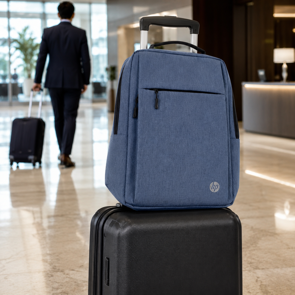 Laptop Backpack with Padded Compartment and Front Zipper Pocket – Grey or Blue - Image 9