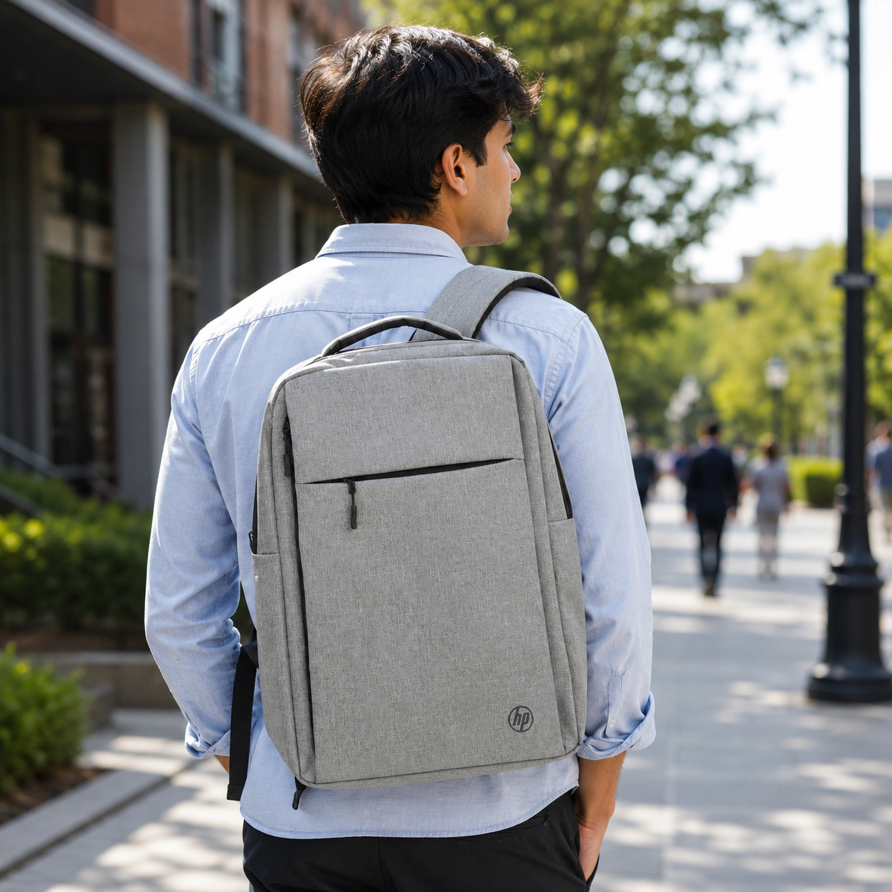 Laptop Backpack with Padded Compartment and Front Zipper Pocket – Grey or Blue - Image 8