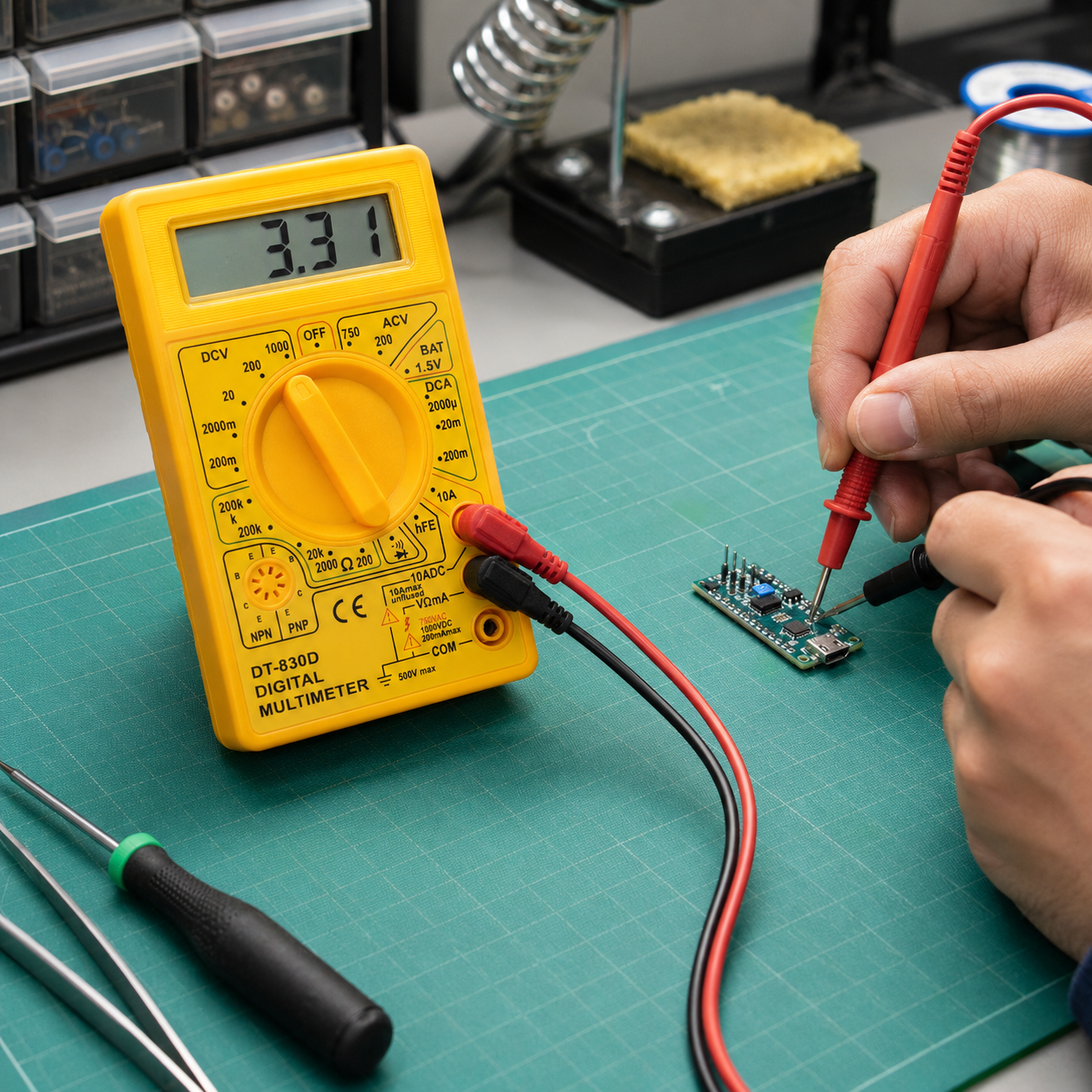 Digital Multimeter with Test Leads – AC/DC Voltage, Current, Resistance and Diode Tester - Image 5