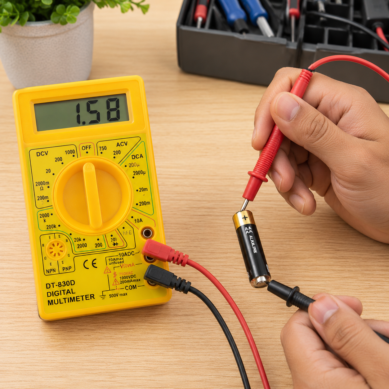 Digital Multimeter with Test Leads – AC/DC Voltage, Current, Resistance and Diode Tester - Image 6