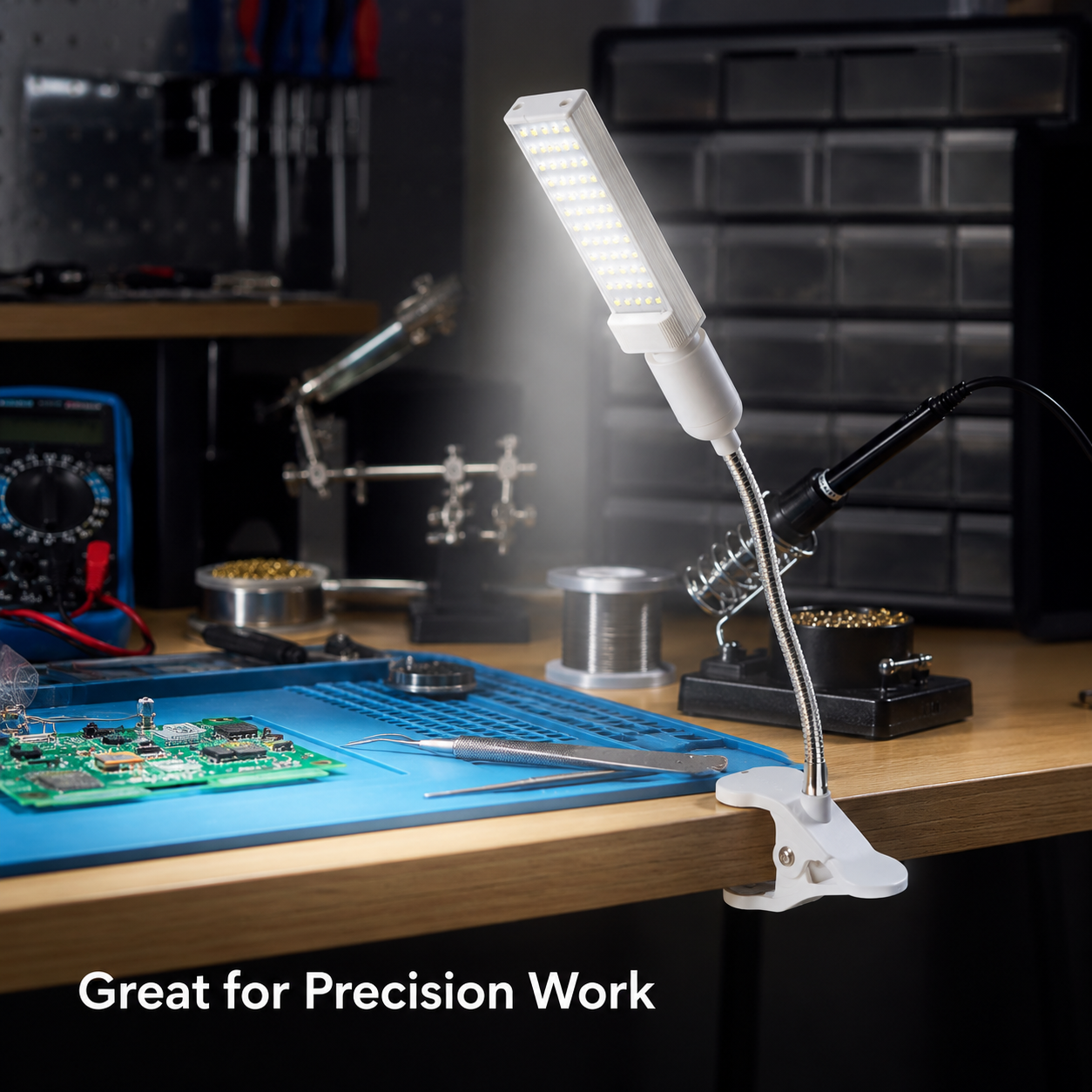 Flexible LED Desk Lamp with Adjustable Gooseneck, Wide Light Panel and Clamp Base for Study, Reading and Repair Work - Image 6