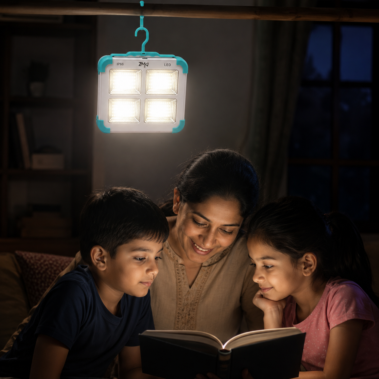 Solar Rechargeable IP66 LED Work Light with 4-Panel Floodlight, Carry Handle and Hanging Strap - Image 3