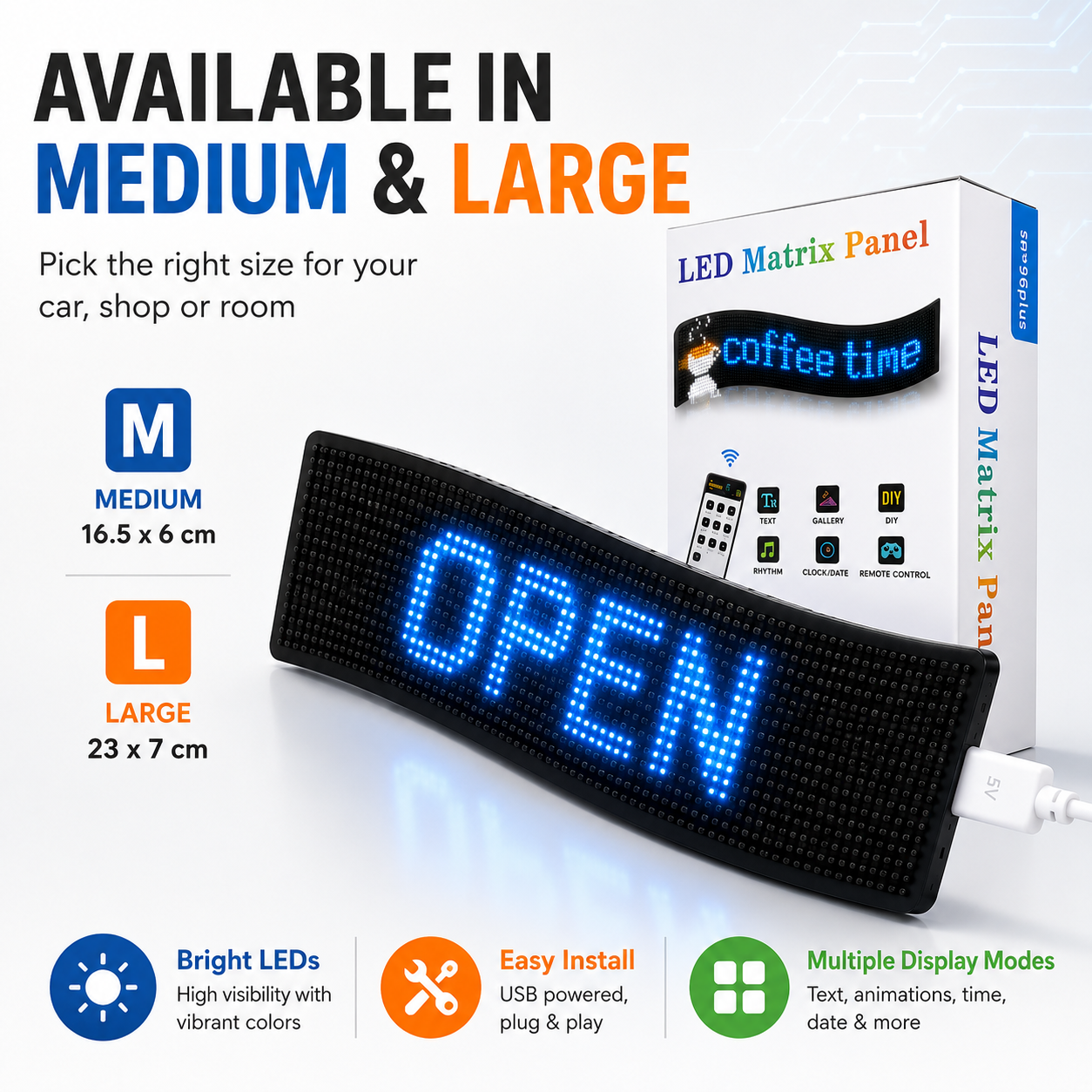 Programmable Flexible LED Matrix Display Panel with Remote Control – Custom Text, Images, Clock and Music Rhythm Sign - Image 3