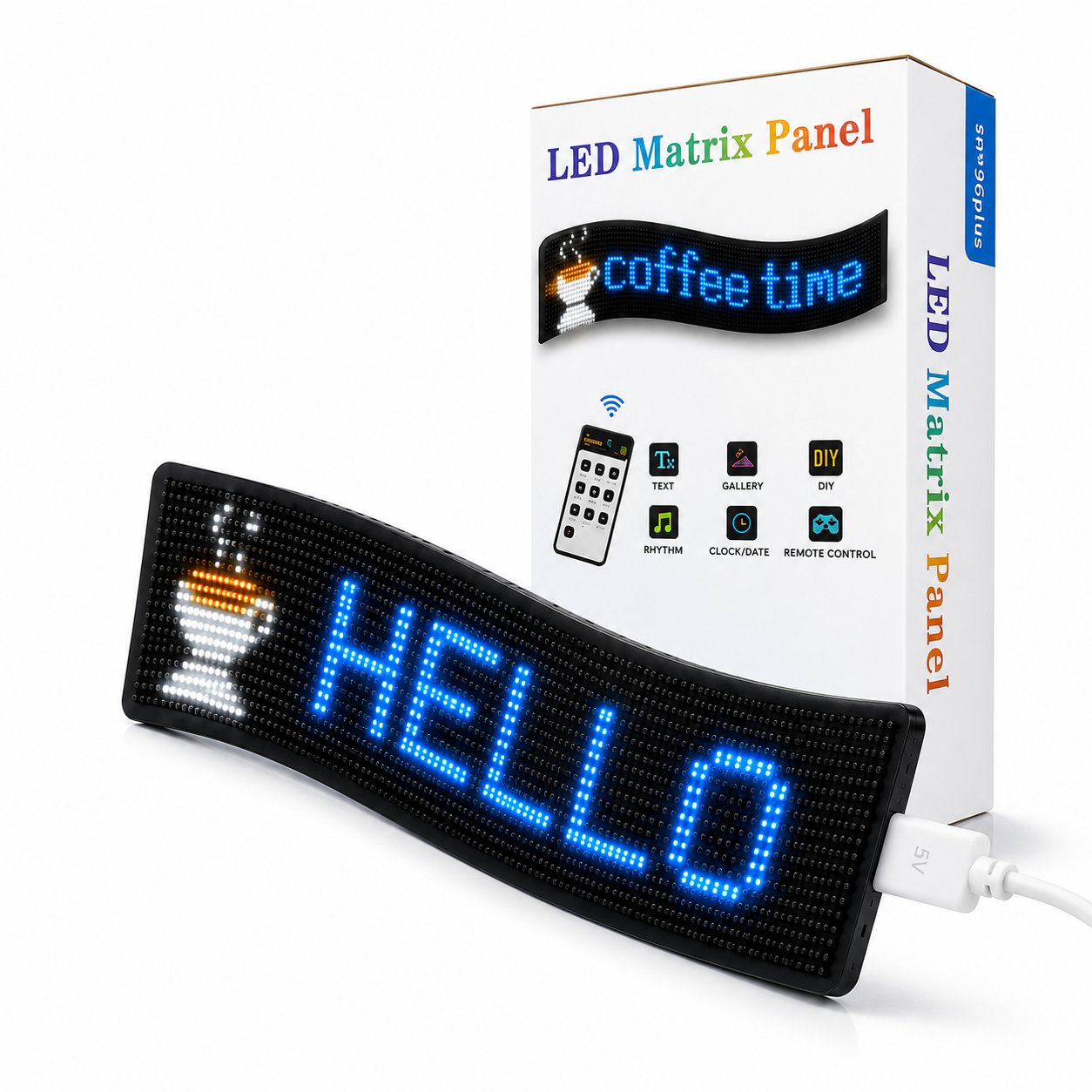 Programmable Flexible LED Matrix Display Panel with Remote Control – Custom Text, Images, Clock and Music Rhythm Sign