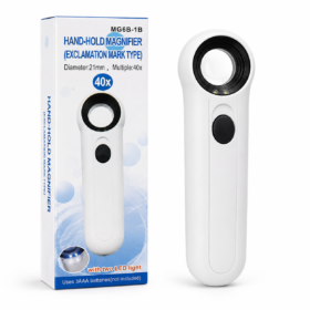 40X Handheld LED Magnifying Glass with 21mm Lens – Portable Inspection Magnifier MGB-1B