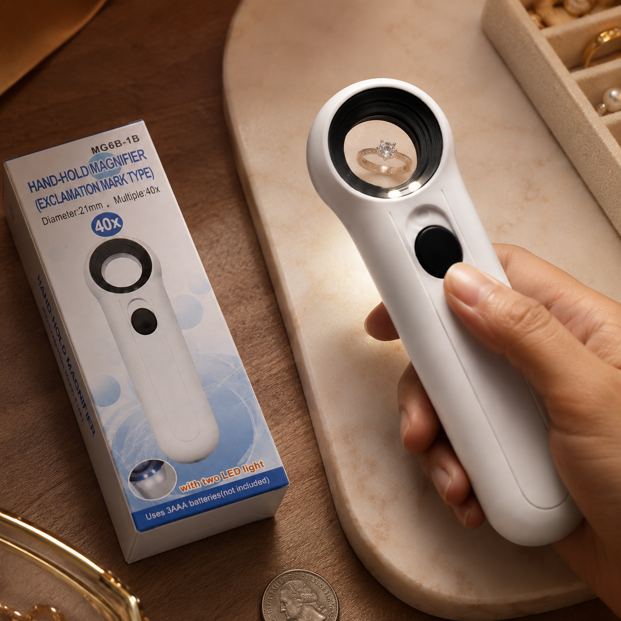40X Handheld LED Magnifying Glass with 21mm Lens – Portable Inspection Magnifier MGB-1B - Image 5