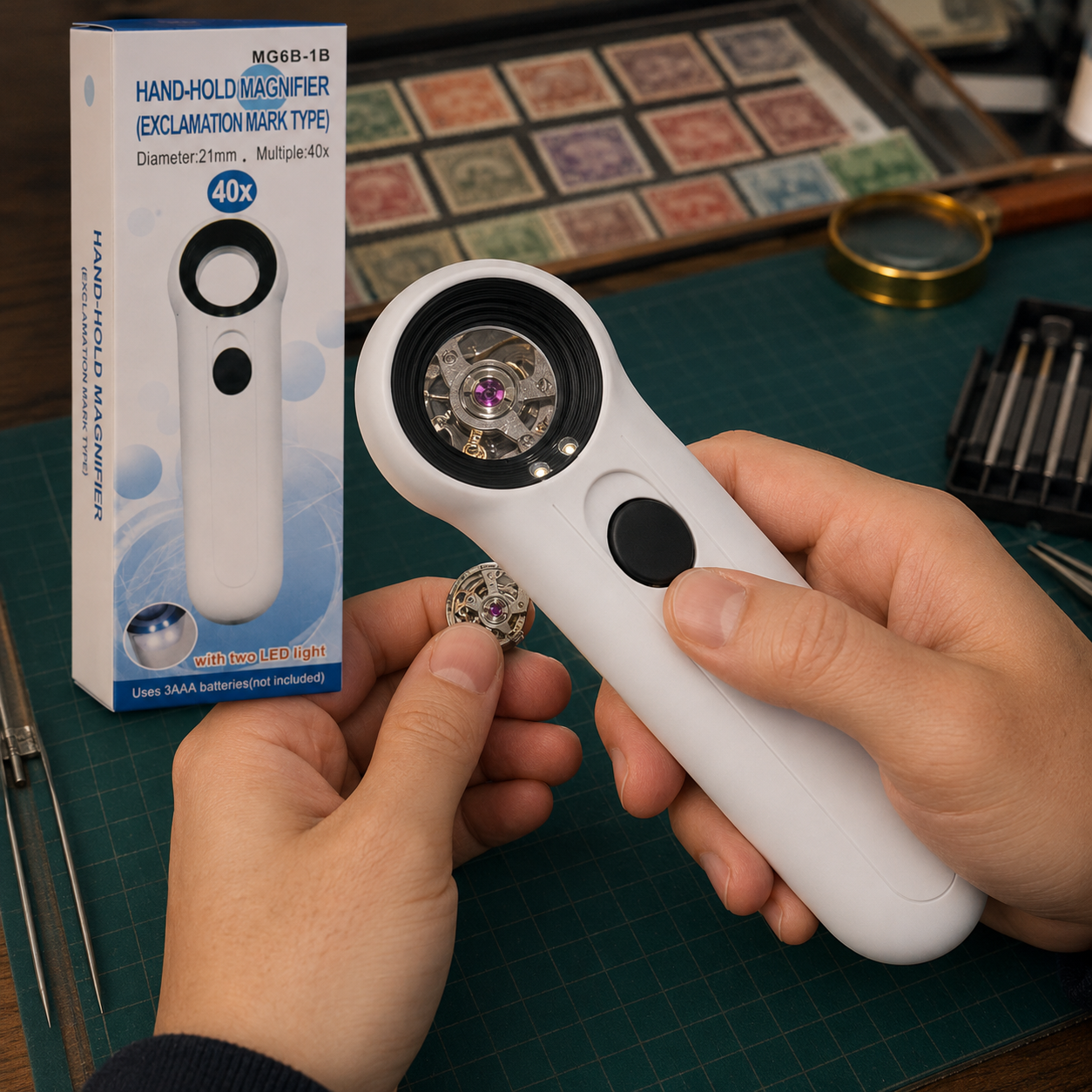 40X Handheld LED Magnifying Glass with 21mm Lens – Portable Inspection Magnifier MGB-1B - Image 7