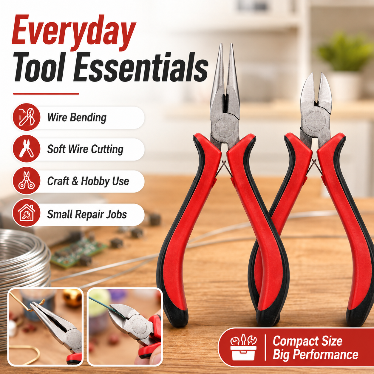 4.5-Inch Mini Long Nose Pliers – Precision Needle Nose Hand Tool for Electronics, Jewellery and Craft Repairs - Image 2