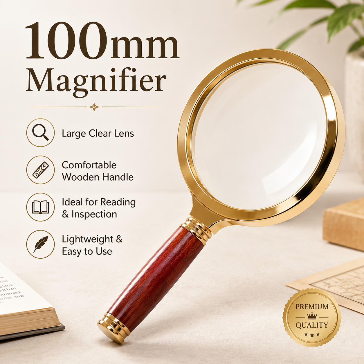 100mm Large Handheld Magnifying Glass with Comfortable Handle – Reading and Inspection Magnifier - Image 4