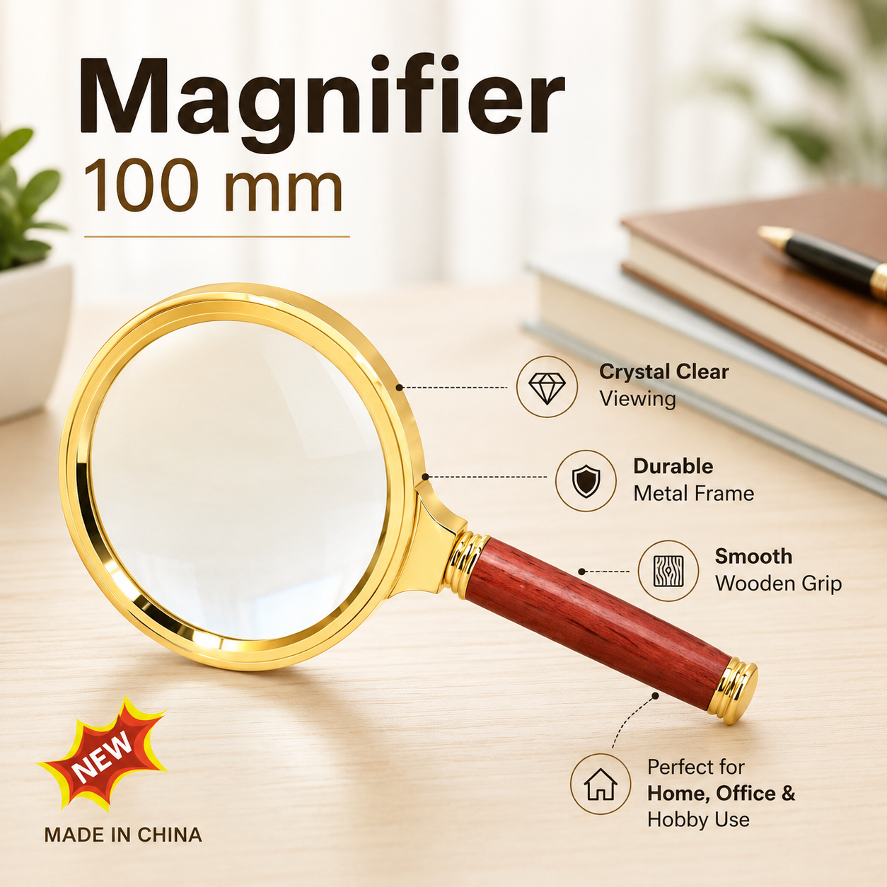 100mm Large Handheld Magnifying Glass with Comfortable Handle – Reading and Inspection Magnifier - Image 2