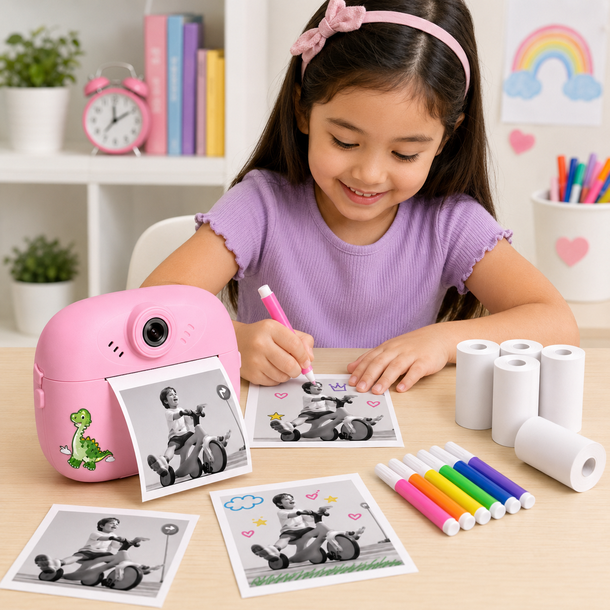 Kids Instant Print Digital Camera with Thermal Paper Rolls, Colour Markers & Lanyard - Image 9