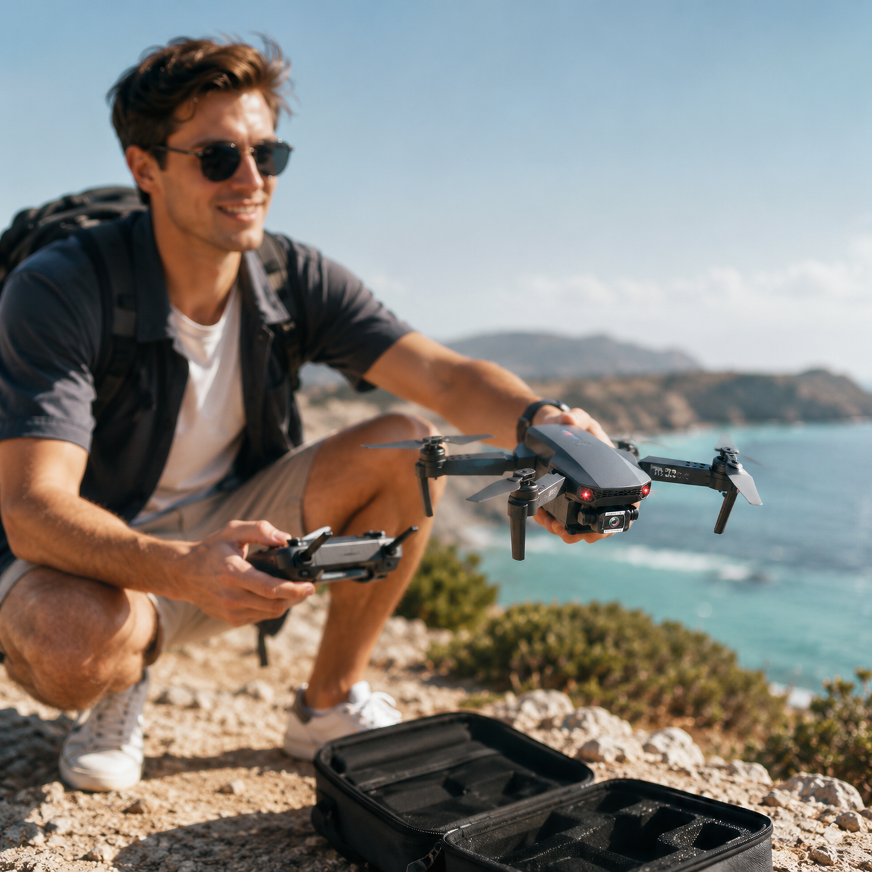 E88 Pro Foldable HD Camera Drone with App Control, LED Lights & Real-Time Video – Rechargeable RC Quadcopter - Image 3