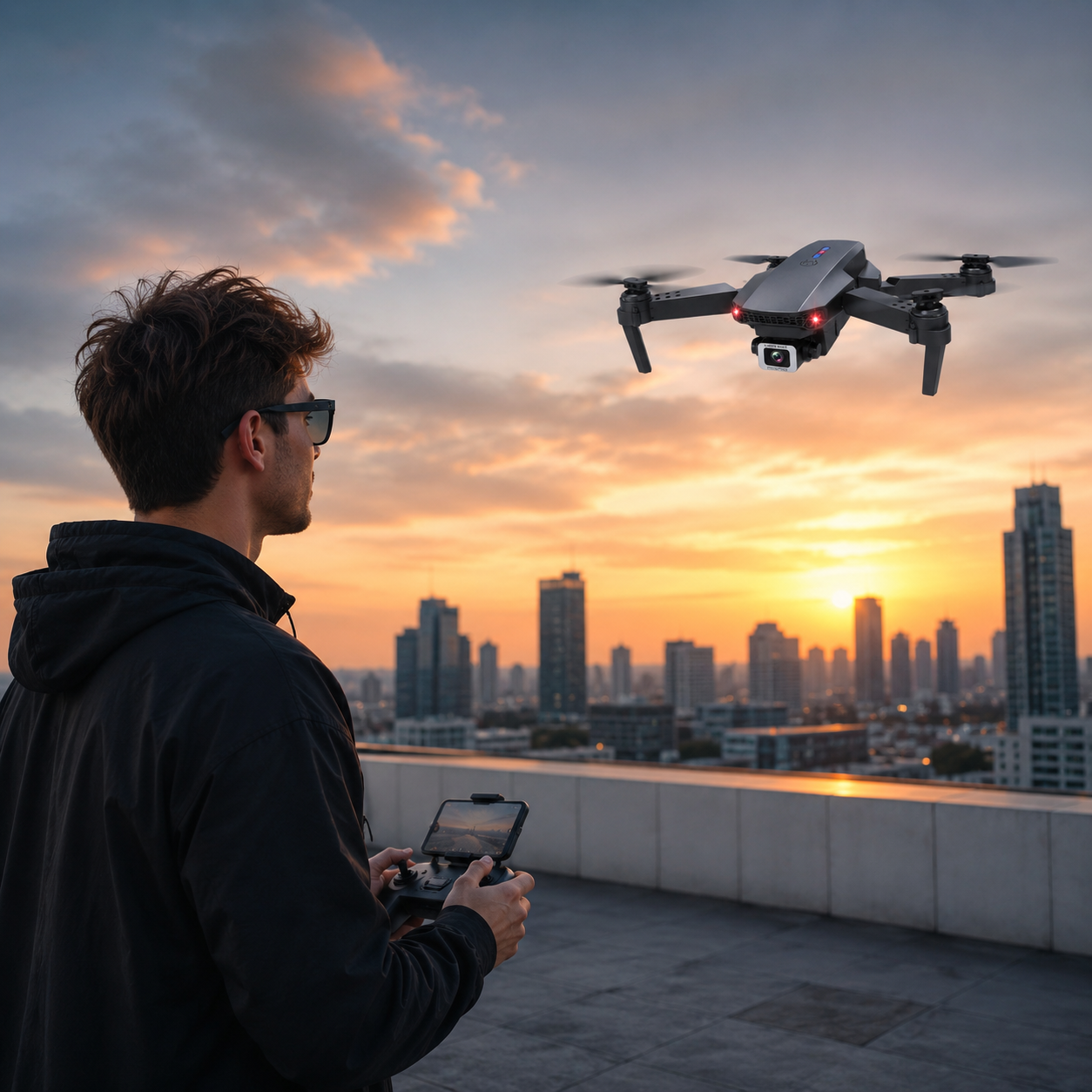 E88 Pro Foldable HD Camera Drone with App Control, LED Lights & Real-Time Video – Rechargeable RC Quadcopter - Image 9