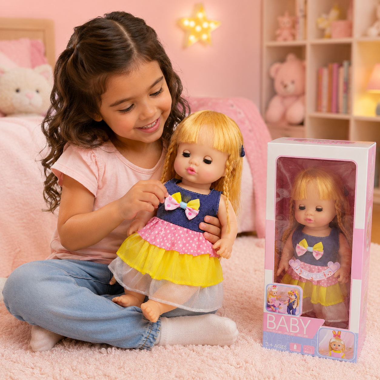 Musical Baby Doll with Realistic Sleeping Eyes & Dress – Pretend Play Toy for Kids 3+ - Image 5