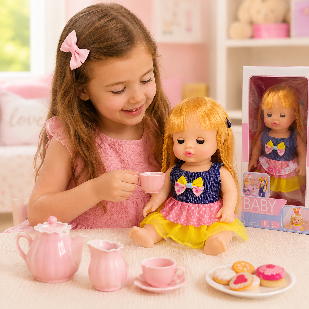 Musical Baby Doll with Realistic Sleeping Eyes & Dress – Pretend Play Toy for Kids 3+ - Image 4