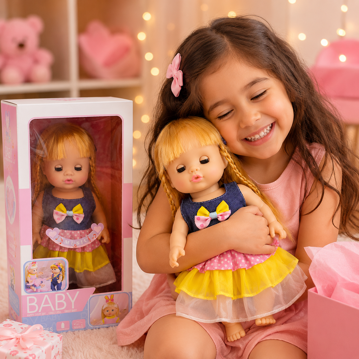 Musical Baby Doll with Realistic Sleeping Eyes & Dress – Pretend Play Toy for Kids 3+ - Image 3