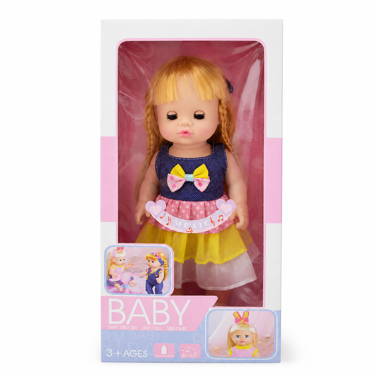 Musical Baby Doll with Realistic Sleeping Eyes & Dress – Pretend Play Toy for Kids 3+ - Image 2