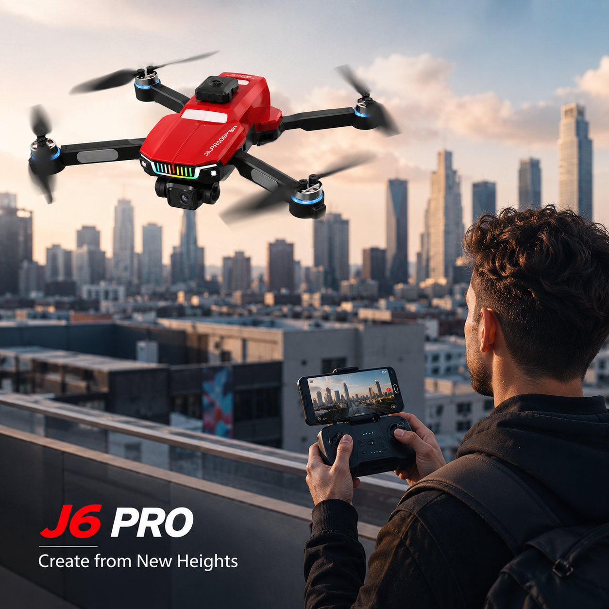J6 Pro Foldable 4K Dual Camera Drone with Brushless Motor Obstacle Avoidance, Brushless Motors & 360° Roll - Image 2