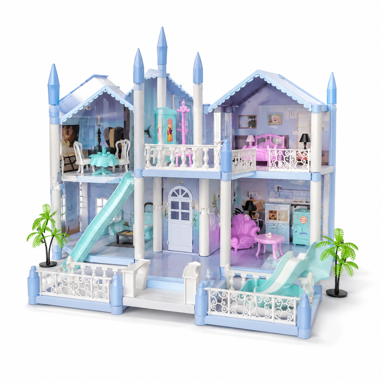 Kids DIY Princess Castle Dollhouse Playset with Furniture and Accessories – Ages 6+