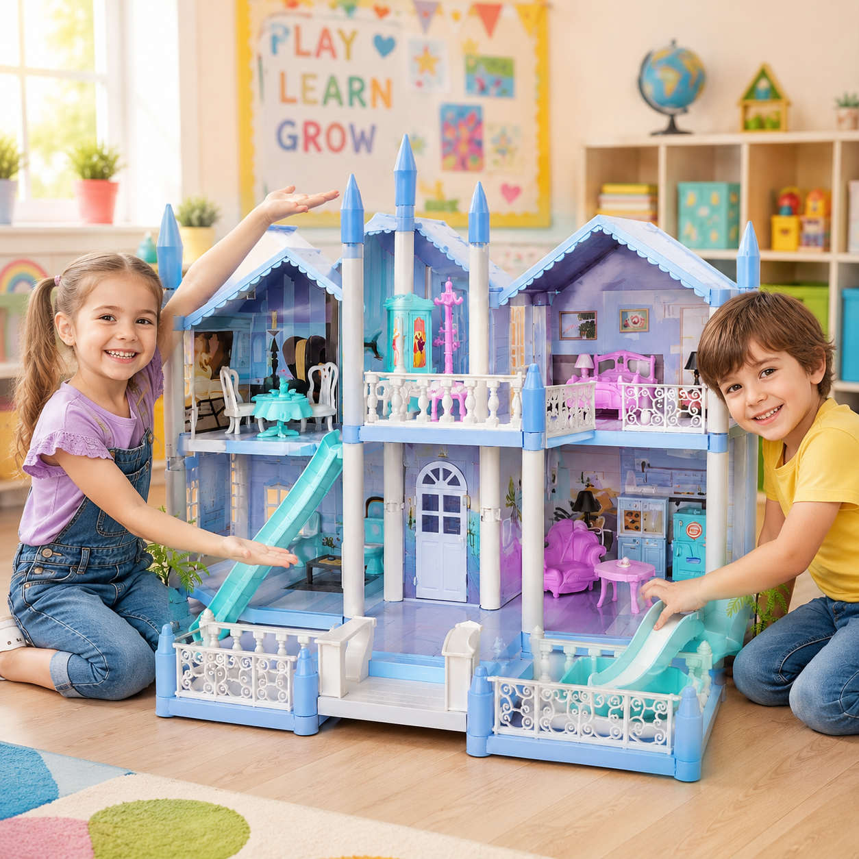 Kids DIY Princess Castle Dollhouse Playset with Furniture and Accessories – Ages 6+ - Image 7
