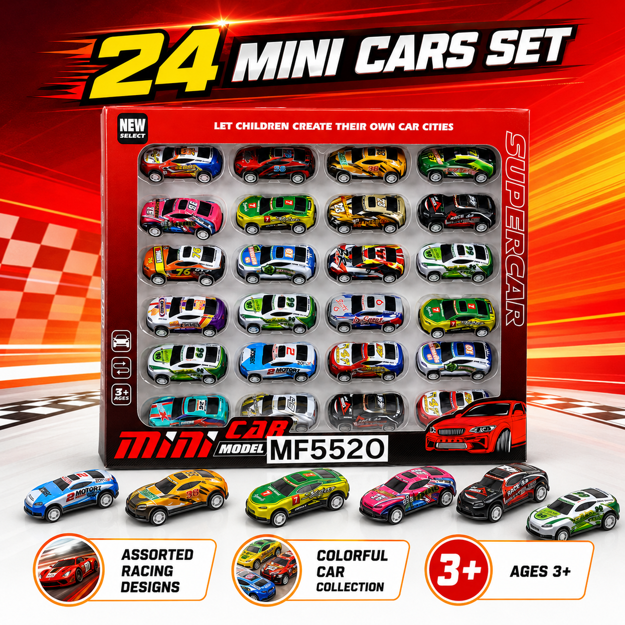 24-Piece Mini Racing Toy Car Set for Kids – Colourful Die-Cast Style Super Cars for Boys & Girls Ages 3+ - Image 6