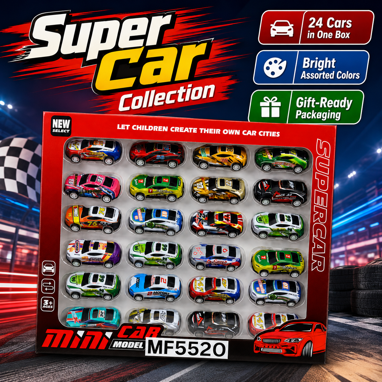 24-Piece Mini Racing Toy Car Set for Kids – Colourful Die-Cast Style Super Cars for Boys & Girls Ages 3+ - Image 4
