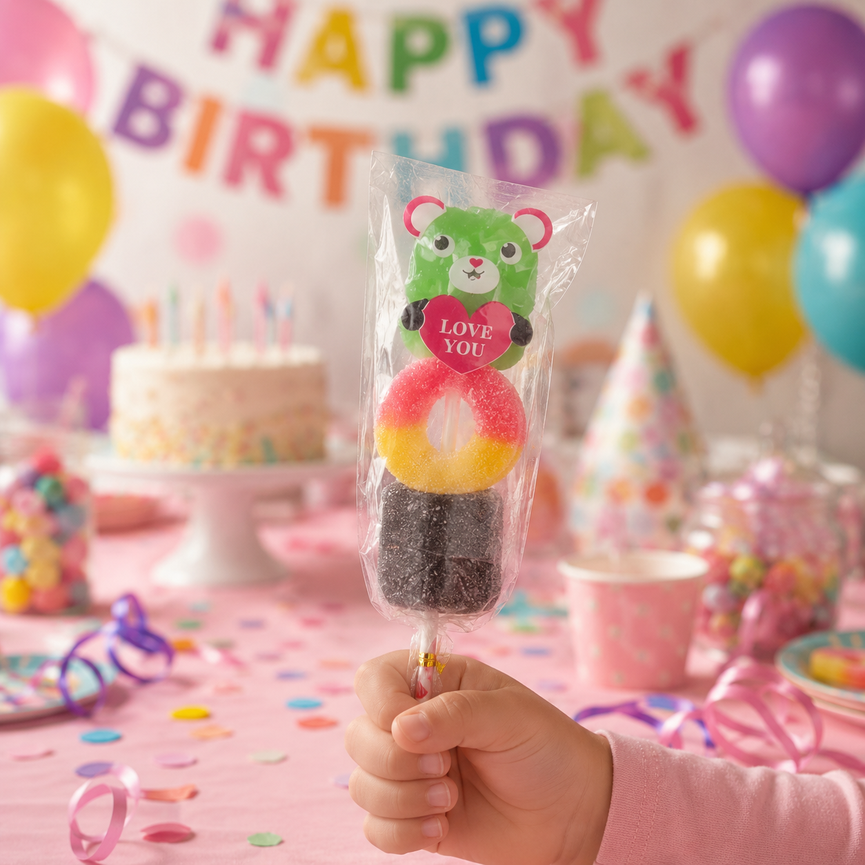 Yummy Jelly Candy Stick for Kids 30Pcs – Cute Bear Love You Gummy Lollipop with Fruit Jelly Rings, Sweet Gift Snack for Birthday, Party & Treats - Image 4