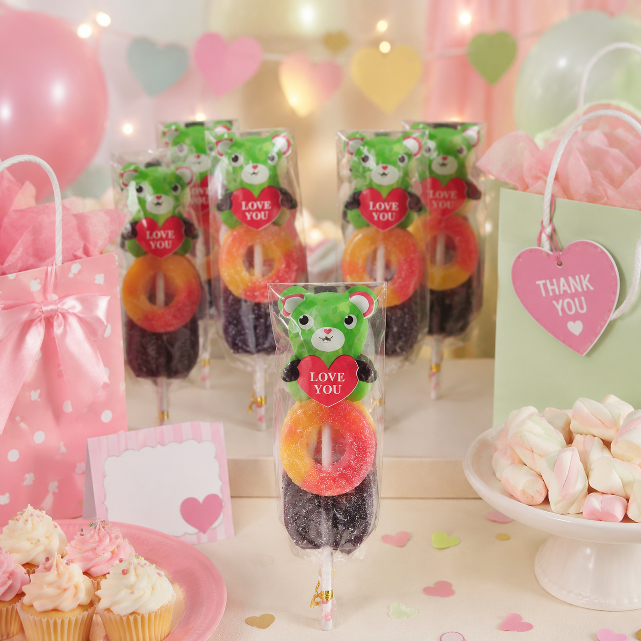 Yummy Jelly Candy Stick for Kids 30Pcs – Cute Bear Love You Gummy Lollipop with Fruit Jelly Rings, Sweet Gift Snack for Birthday, Party & Treats - Image 3