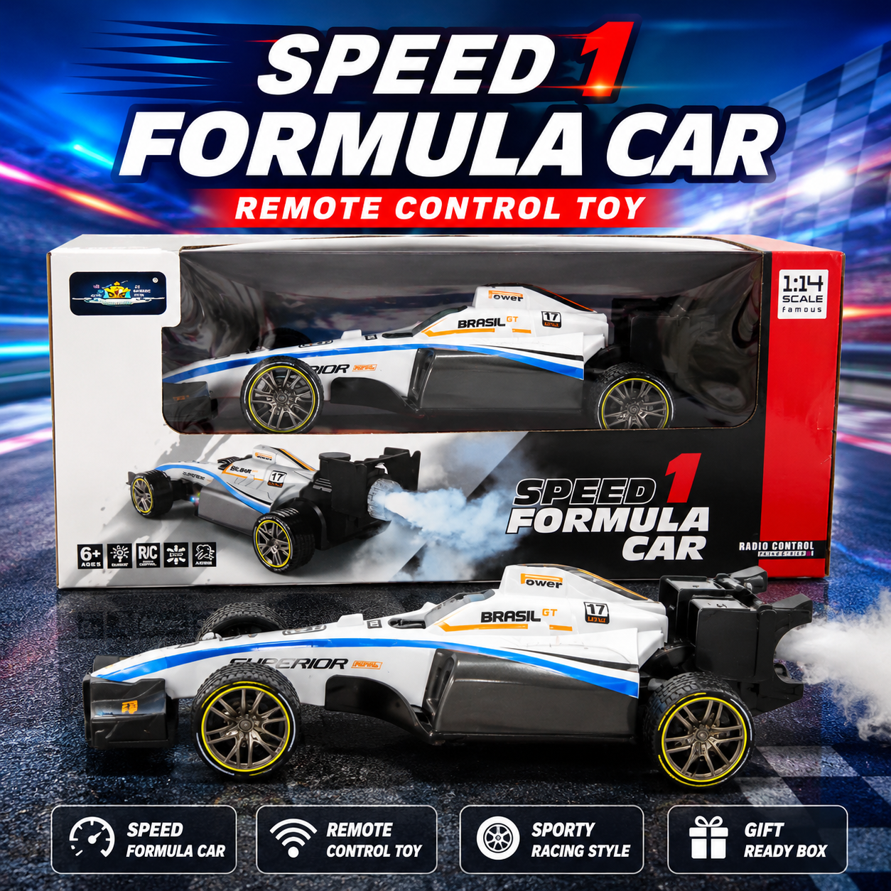 1:14 Scale Speed Formula RC Car Toy – Radio Control Racing Car with Remote, Kids Formula Style Sports Car Toy for Boys 6+ Years - Image 3