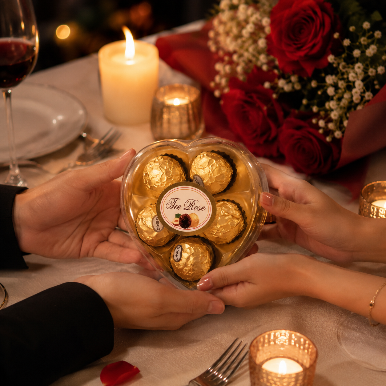 Heart Shape Chocolate Gift Box 5 Pcs – Gold Foil Wrapped Chocolate Balls, Cute Candy Gift Pack for Birthday, Wedding, Valentine & Party Favors - Image 9