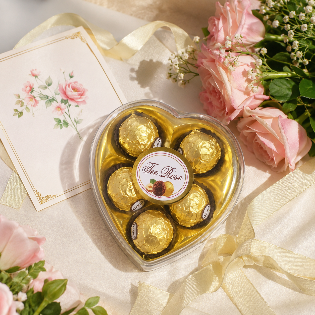 Heart Shape Chocolate Gift Box 5 Pcs – Gold Foil Wrapped Chocolate Balls, Cute Candy Gift Pack for Birthday, Wedding, Valentine & Party Favors - Image 4