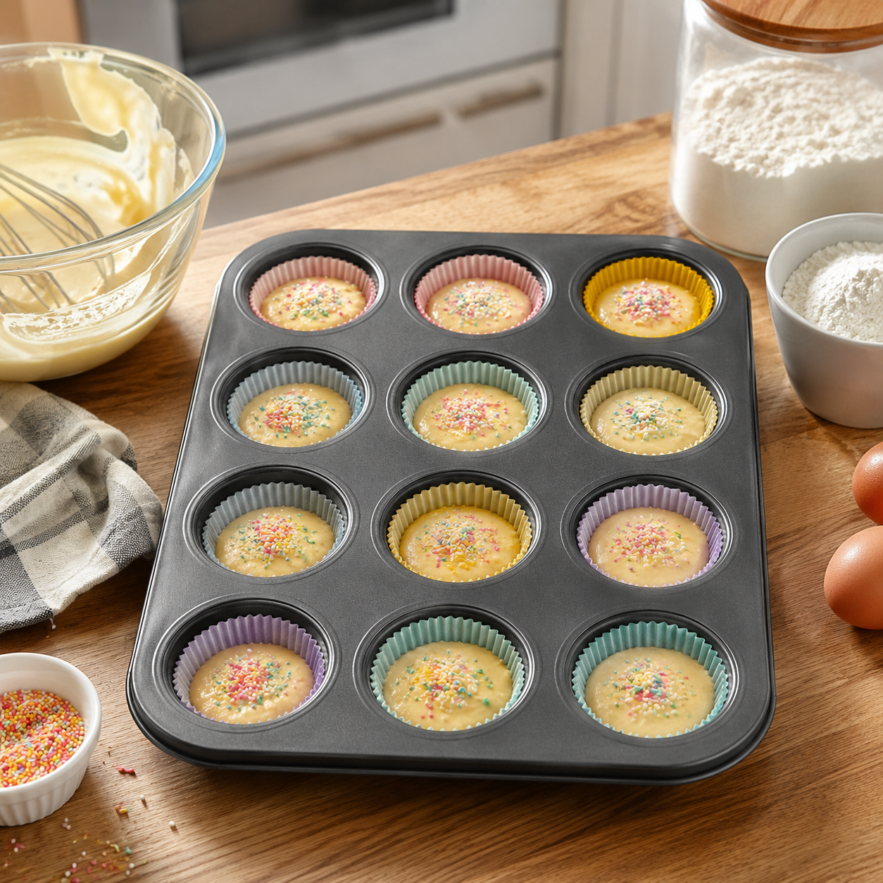 12-Cup Non-Stick Muffin and Cupcake Baking Tray – Carbon Steel Oven Pan - Image 4