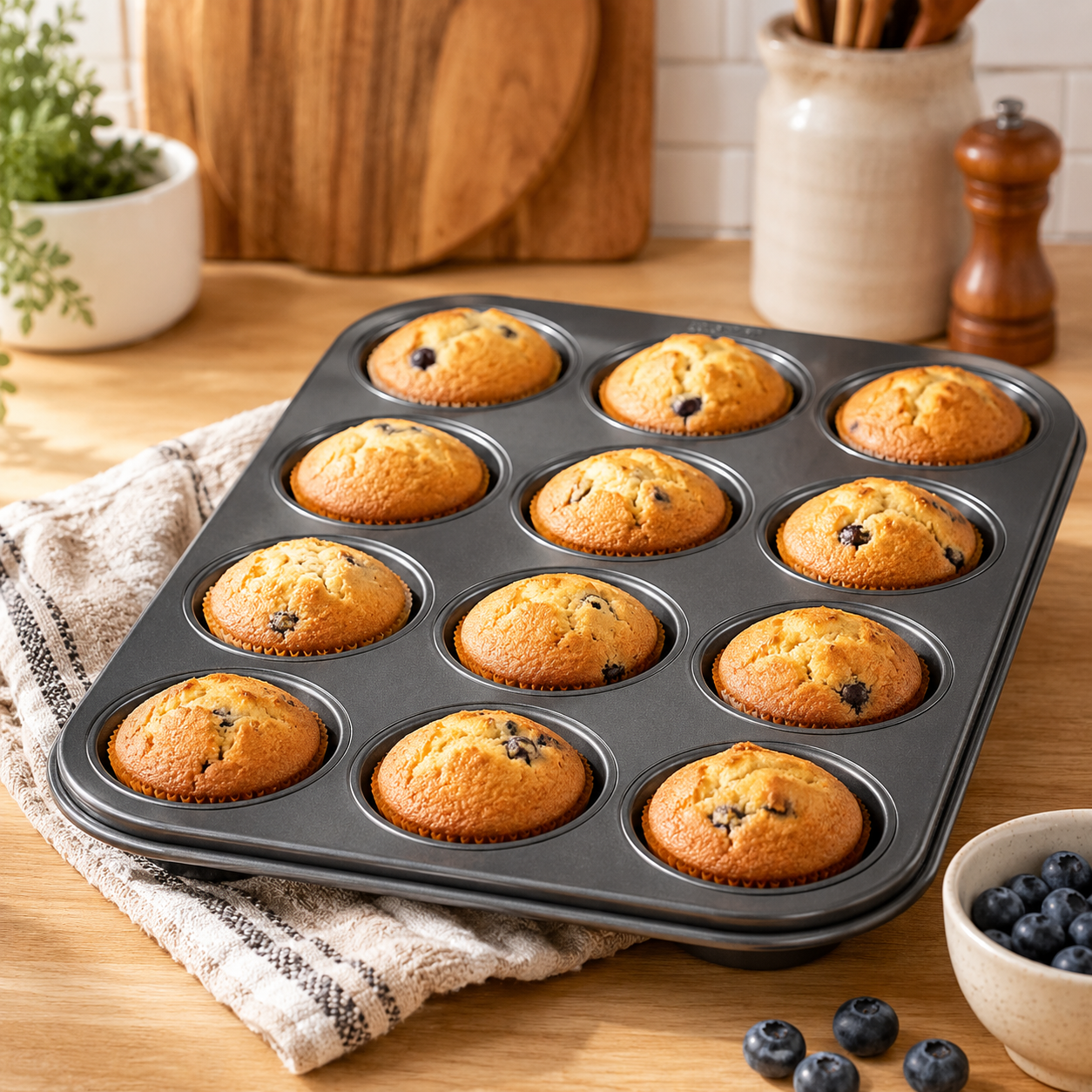 12-Cup Non-Stick Muffin and Cupcake Baking Tray – Carbon Steel Oven Pan - Image 7