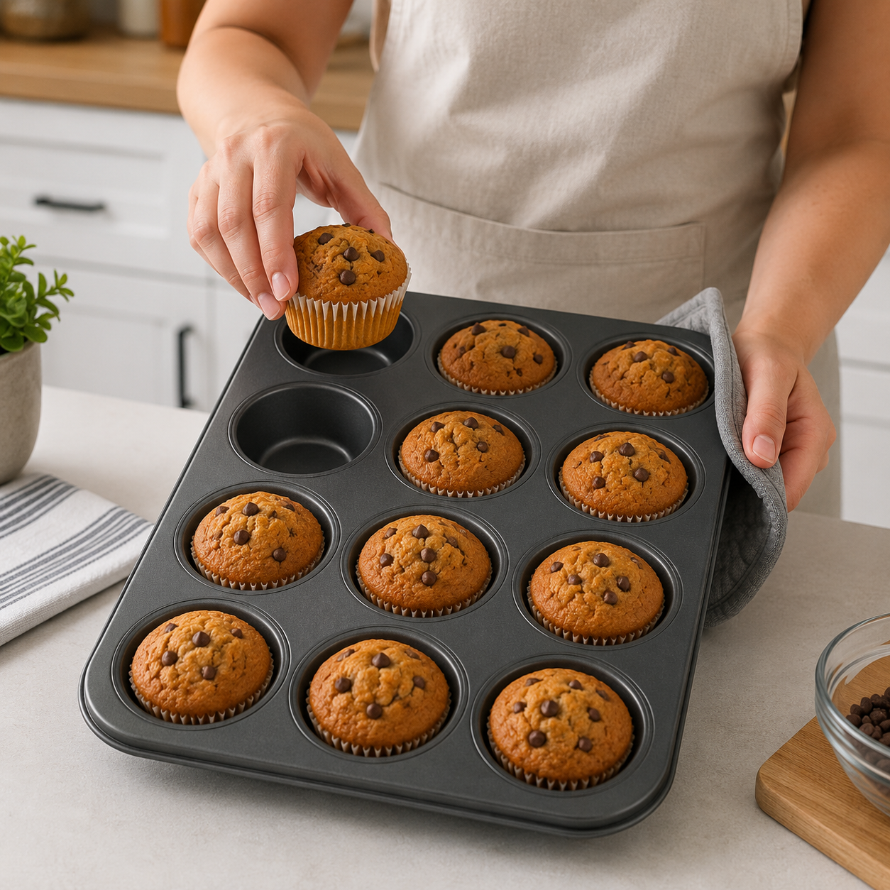 12-Cup Non-Stick Muffin and Cupcake Baking Tray – Carbon Steel Oven Pan - Image 6