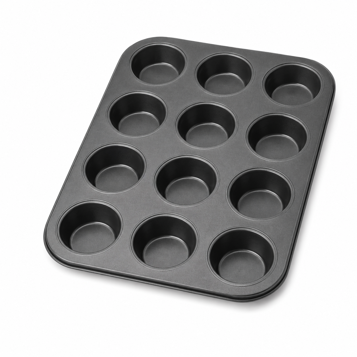 12-Cup Non-Stick Muffin and Cupcake Baking Tray – Carbon Steel Oven Pan