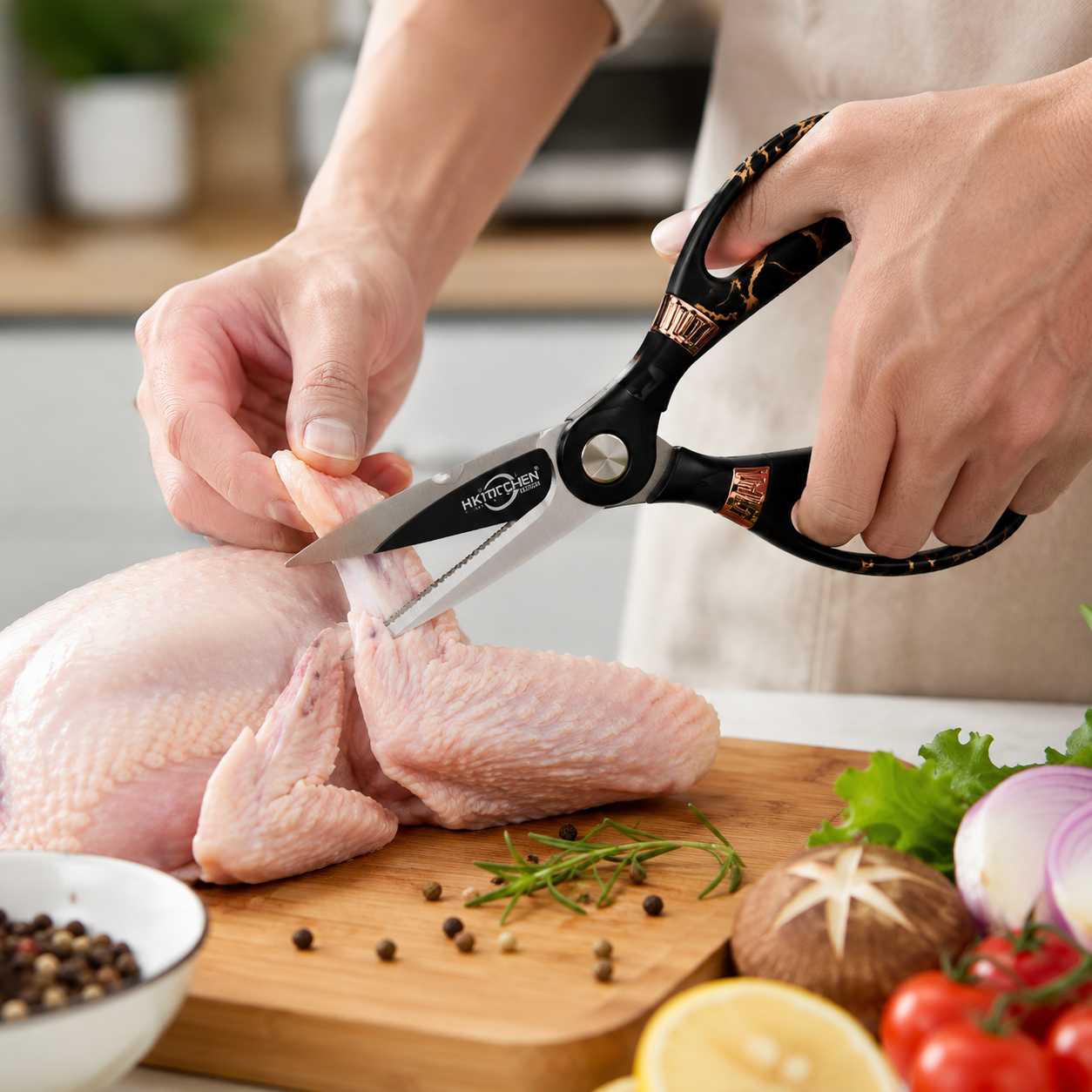 HX Kitchen Stainless Steel Knife Set with Rotating Stand, Kitchen Scissors, Peeler & Sharpener - Image 8