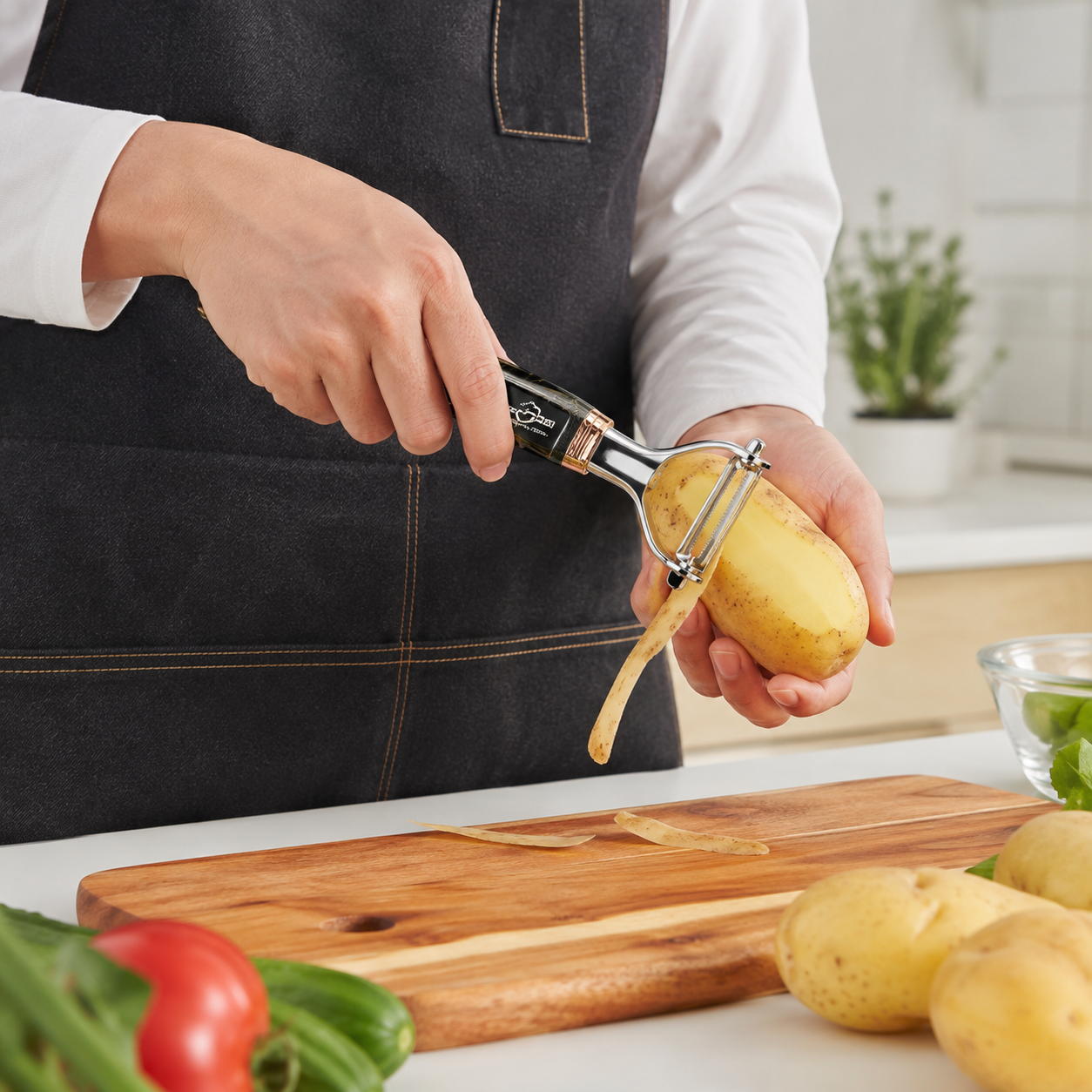 HX Kitchen Stainless Steel Knife Set with Rotating Stand, Kitchen Scissors, Peeler & Sharpener - Image 10