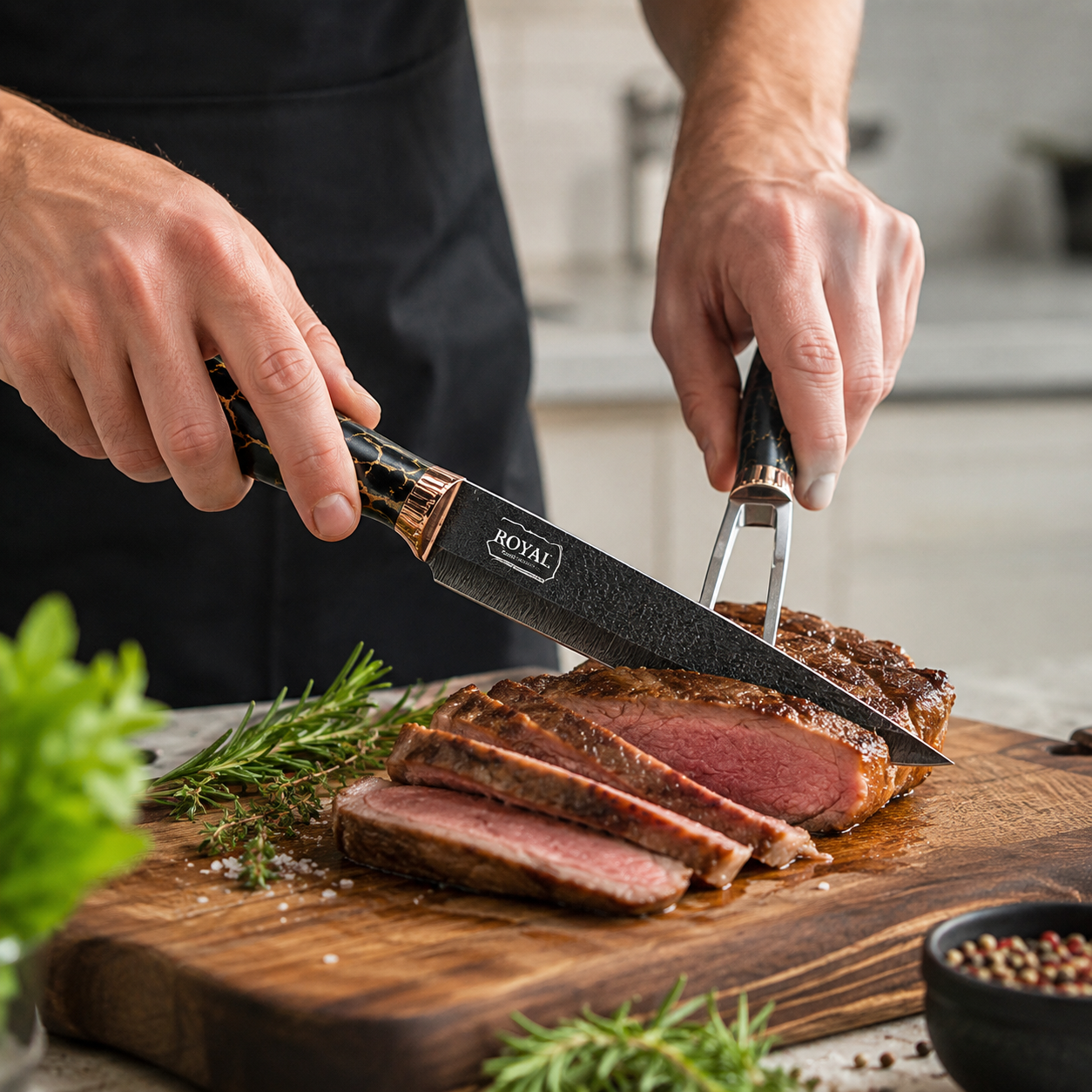HX Kitchen Stainless Steel Knife Set with Rotating Stand, Kitchen Scissors, Peeler & Sharpener - Image 9