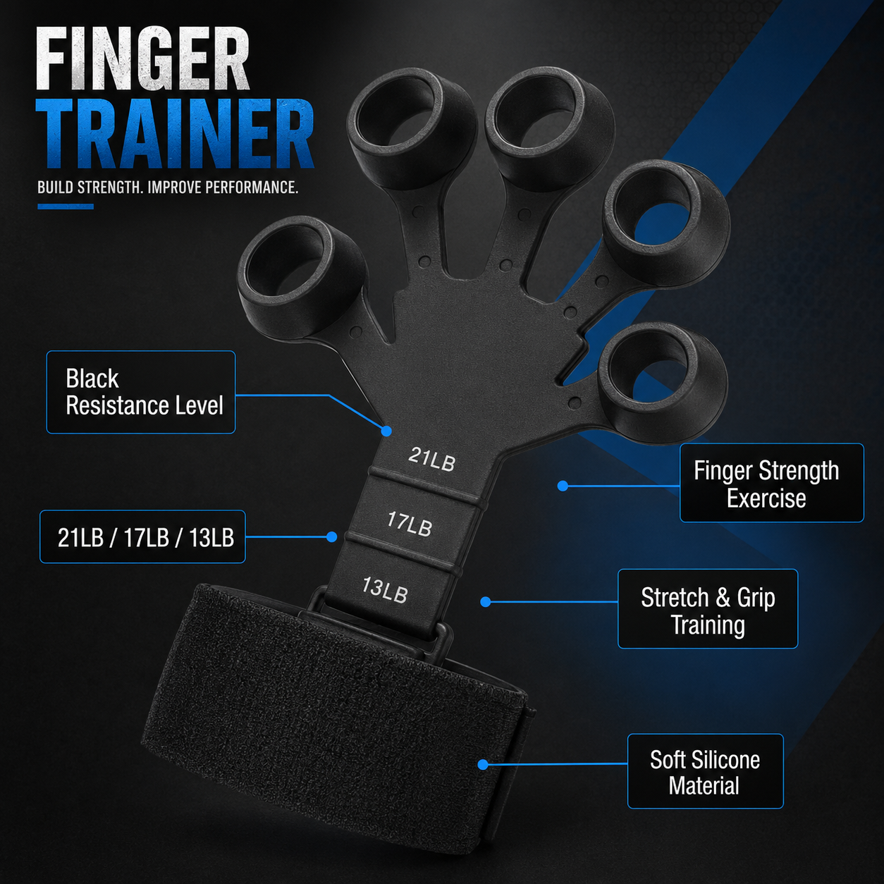 Adjustable Finger Strength Trainer with Wrist Strap – Hand Grip & Finger Flexibility Exerciser - Image 2