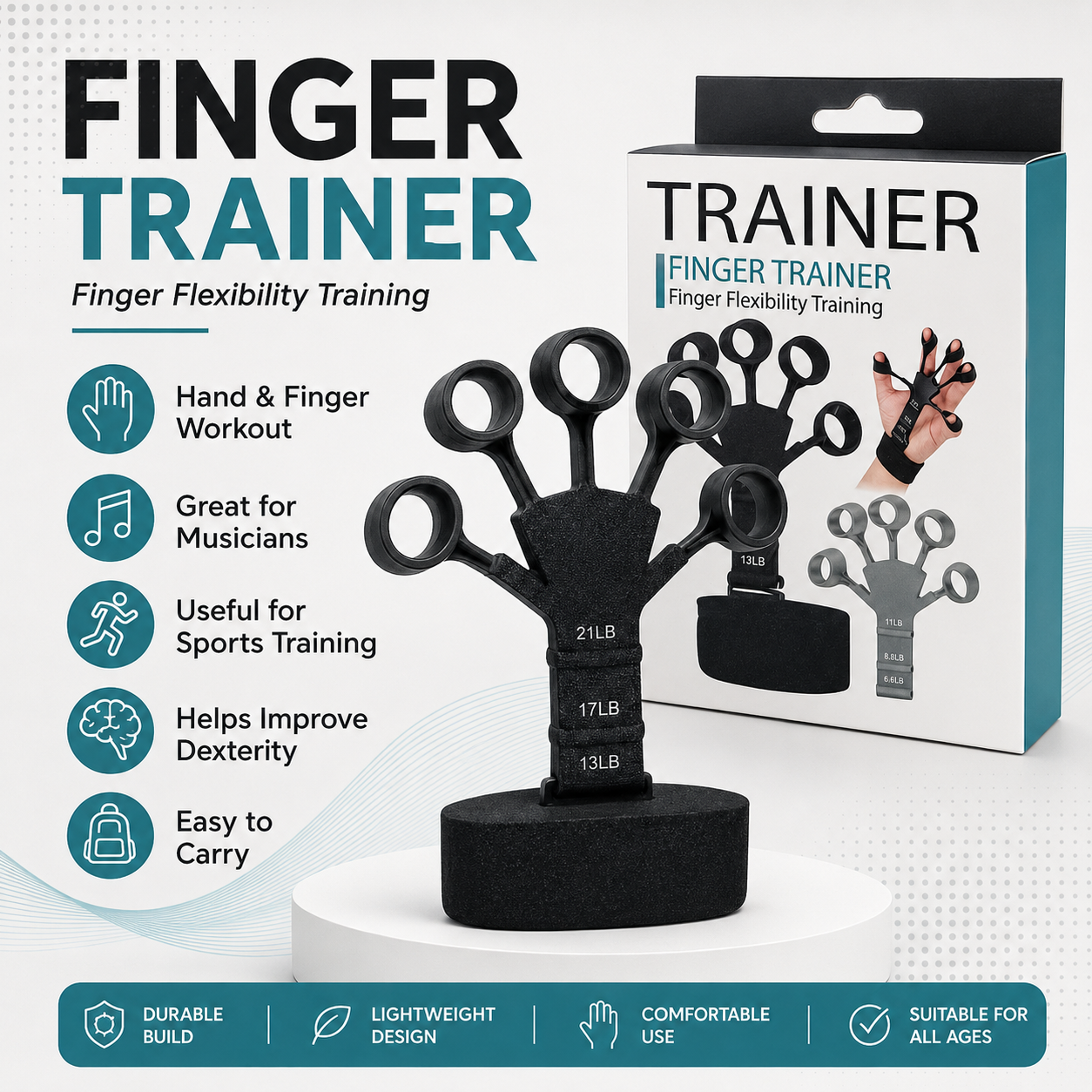 Adjustable Finger Strength Trainer with Wrist Strap – Hand Grip & Finger Flexibility Exerciser - Image 5