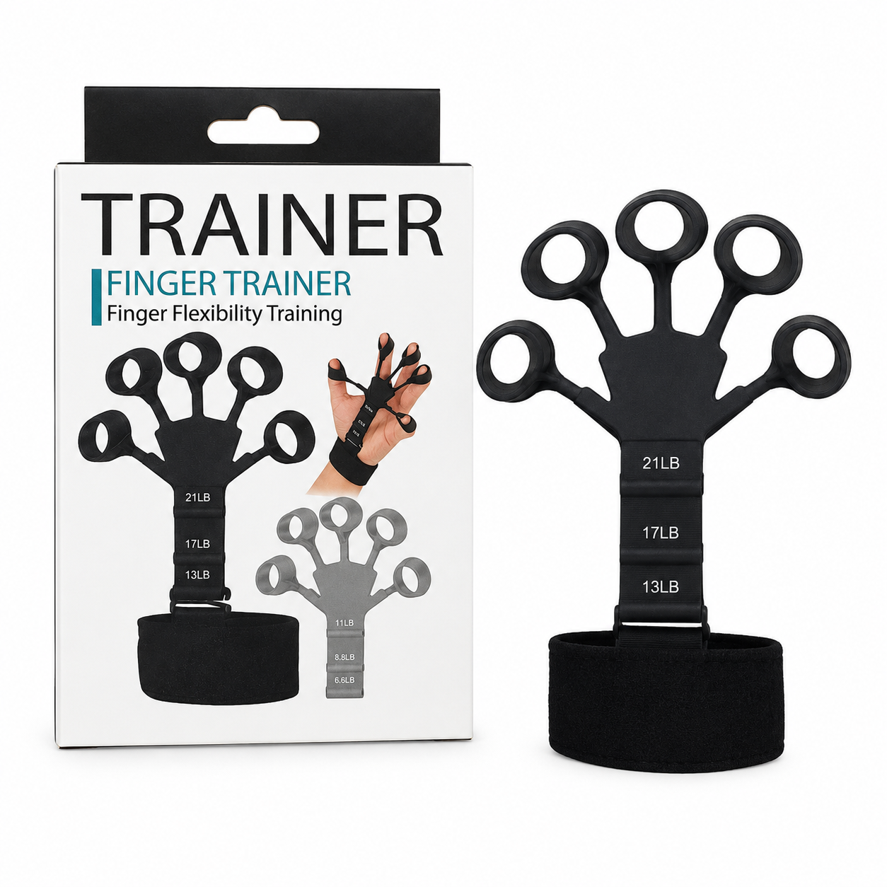 Adjustable Finger Strength Trainer with Wrist Strap – Hand Grip & Finger Flexibility Exerciser