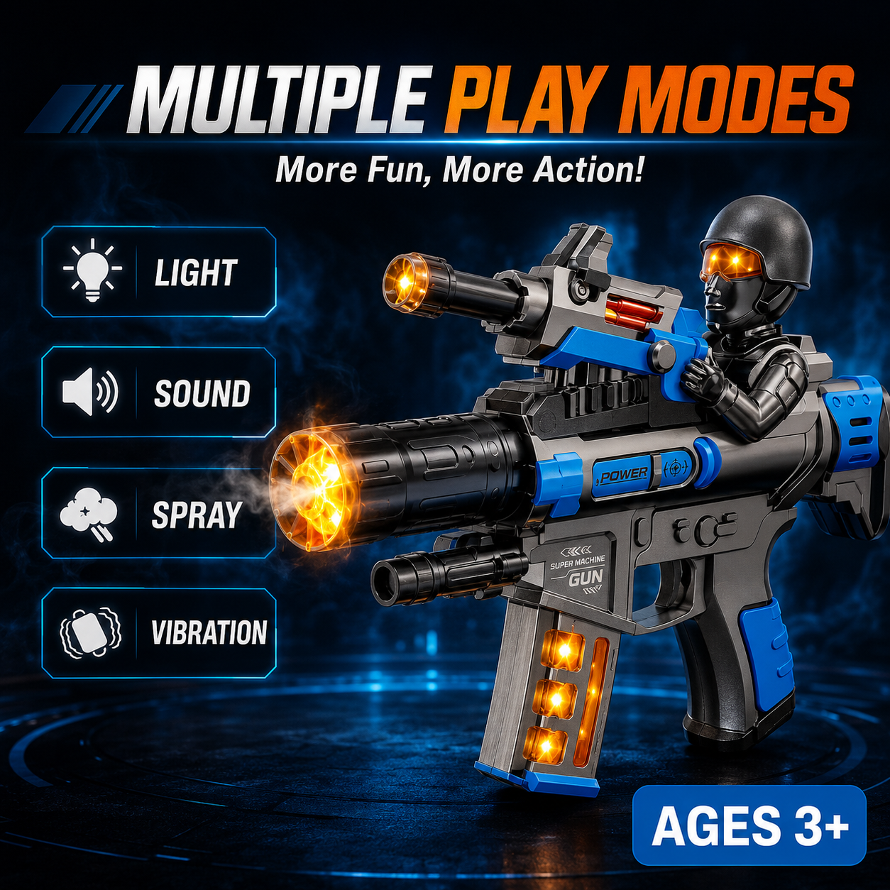 Battle Elite 8033 Battery-Operated Toy Gun with Spray, Lights, Music & Sound Effects for Kids - Image 2