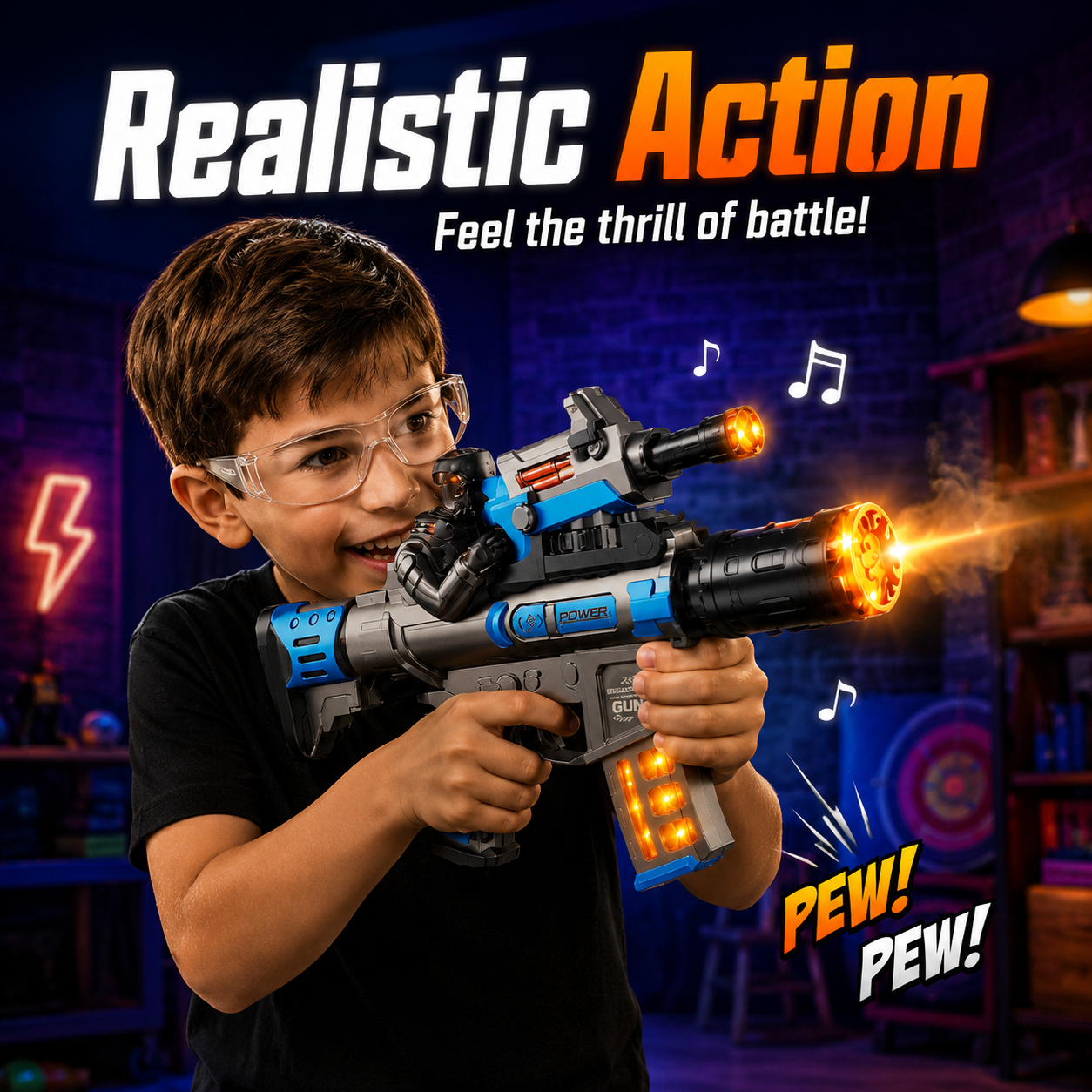 Battle Elite 8033 Battery-Operated Toy Gun with Spray, Lights, Music & Sound Effects for Kids - Image 5