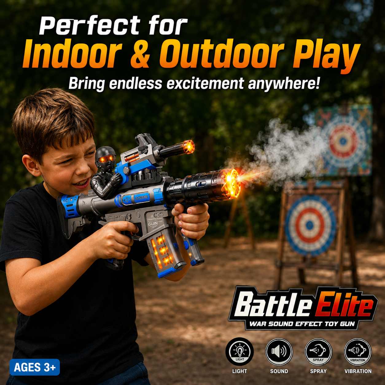Battle Elite 8033 Battery-Operated Toy Gun with Spray, Lights, Music & Sound Effects for Kids - Image 7