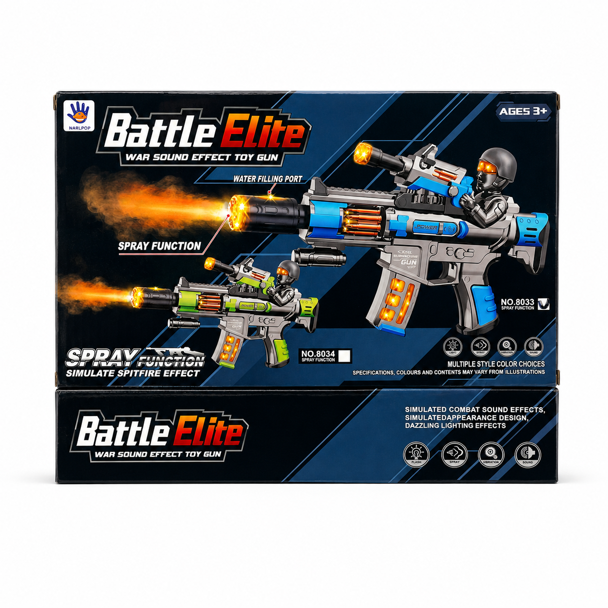Battle Elite 8033 Battery-Operated Toy Gun with Spray, Lights, Music & Sound Effects for Kids - Image 3